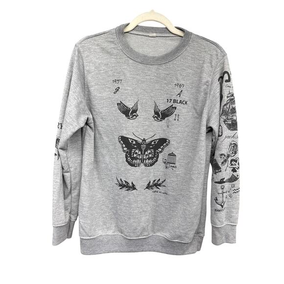 Harry Styles Tattoo Sweatshirt Gray Medium - Picture 1 of 5
